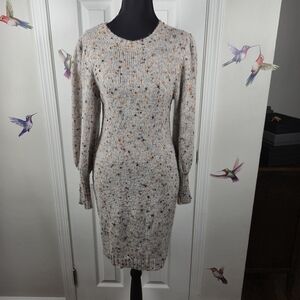 Melonie T Tweed Bodycon Knit Dress PS Puff Sleeve Preppy Cottagecore